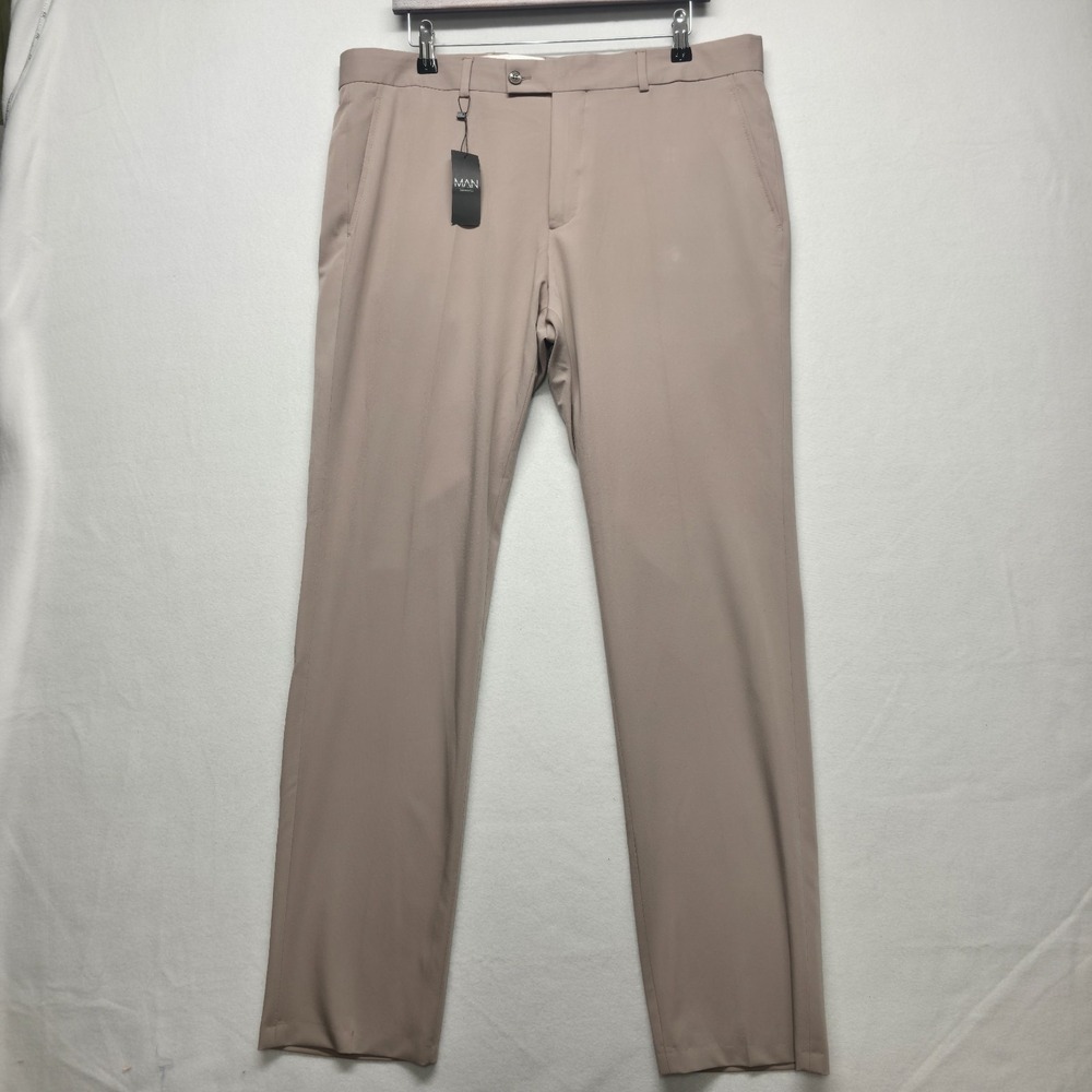 Boohoo Man Tan Men's Skinny Fit Cropped Suit Trousers Size 36x32 NWT